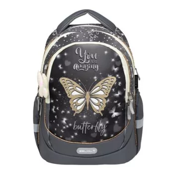   Iskolatáska, cipzáras, BELMIL "Leisure Plus Starlight Butterfly", csillagfény pillangó