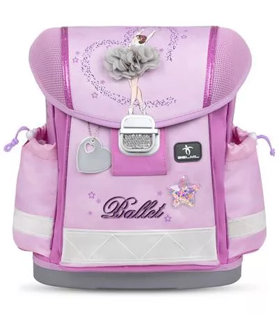 Iskolatáska, fémcsat, BELMIL "Classy Ballerina", lila, balerina