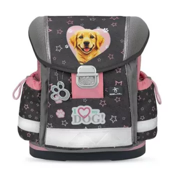   Iskolatáska, fémcsat, BELMIL "Classy Starry Paws", kutya, golden retriever
