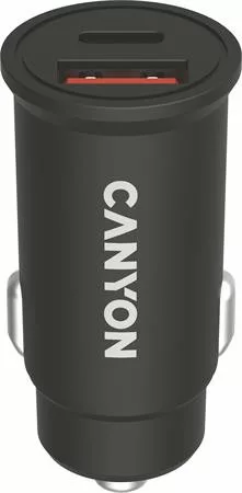Autós töltő, USB-C/USB-A, QC 3.0 18W, PD 30W, CANYON "C-20B03"