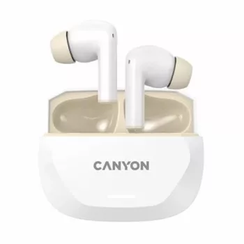   Fülhallgató, TWS vezeték nélküli, Bluetooth 5.4, CANYON "Hexagon 7", fehér-bézs