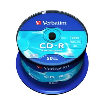   CD-R lemez, 700MB, 52x, 50 db, hengeren, VERBATIM "DataLife"