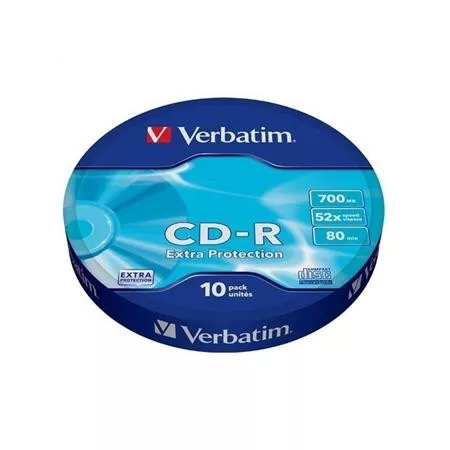 CD-R lemez, 700MB, 52x, 10 db, zsugor csomagolás, VERBATIM "DataLife"