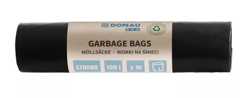 Szemeteszsák, extra erős, 120 l, 10 db, 35 µ, DONAU "Eco", fekete