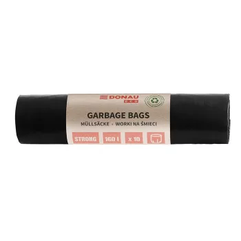   Szemeteszsák, extra erős, 160 l, 10 db, 70 µ, DONAU "Eco", fekete