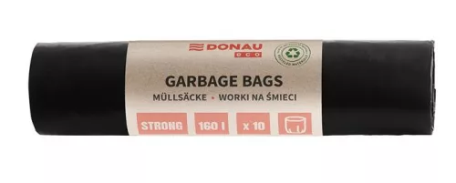 Szemeteszsák, extra erős, 160 l, 10 db, 70 µ, DONAU "Eco", fekete