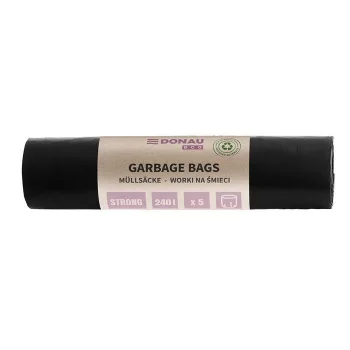   Szemeteszsák, extra erős, 240 l, 5 db, 70 µ, DONAU "Eco", fekete