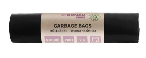 Szemeteszsák, extra erős, 240 l, 5 db, 70 µ, DONAU "Eco", fekete