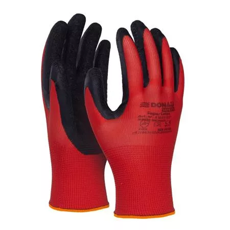 Védőkesztyű, latex, DONAU "Safety", 7/S méret, piros