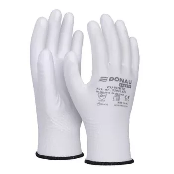   Szerelőkesztyű, PU, DONAU "Safety", 10/XL méret, fehér