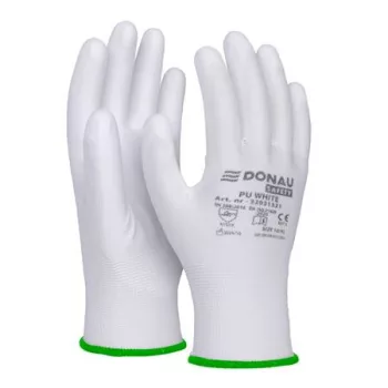   Szerelőkesztyű, PU, DONAU "Safety", 11/XXL méret, fehér