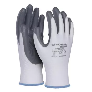   Szerelőkesztyű, nitril, DONAU "Safety 01", 9/L méret, szürke