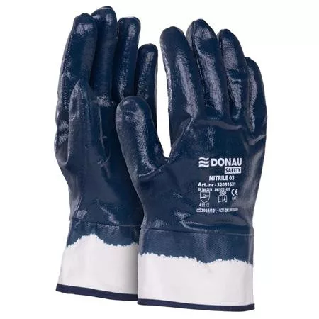 Szerelőkesztyű, nitril, DONAU "Safety 03", 9/L méret, sötétkék