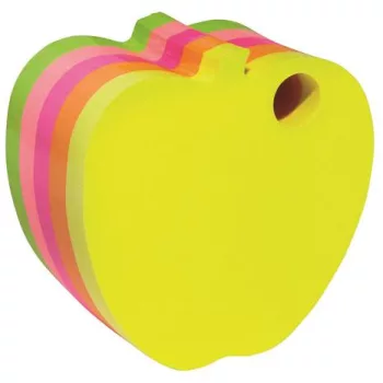   Öntapadó jegyzettömb, alma alakú, 400 lap, DONAU, vegyes neon színek