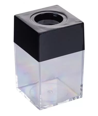 Gemkapocstartó, mágneses, négyszögletű, OFFICE PRODUCTS, átlátszó-fekete