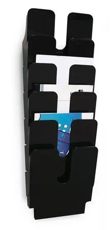 Prospektustartó, fali, álló, A4, DURABLE "FLEXIPLUS 6", fekete