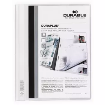   Gyorsfűző, A4, széles, panorámás, DURABLE "DURAPLUS®", fehér