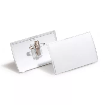   Névkitűző, csíptetővel és tűvel, PP, 40x75 mm, DURABLE "CLICK FOLD"
