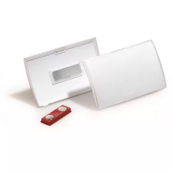   Névkitűző, mágneses, 54x90 mm, DURABLE "CLICK FOLD", áttetsző