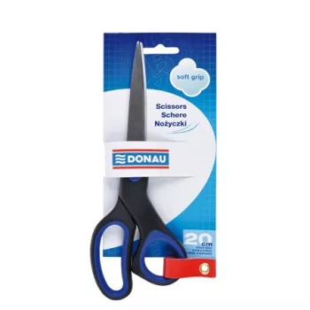   Olló, irodai, 20 cm, DONAU "Soft Grip", fekete-kék