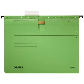   Függőmappa, gyorsfűzős, karton, A4, LEITZ "Alpha", zöld