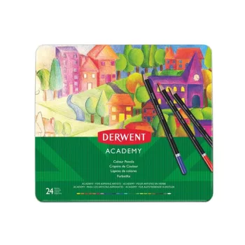   Színes ceruza készlet, fém doboz, DERWENT "Academy", 24 különböző szín