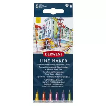   Tűfilc készlet, 0,3 mm, DERWENT "Line Marker", 6 különböző szín