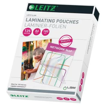   Meleglamináló fólia, 125 mikron, A6, fényes, LEITZ "iLam"