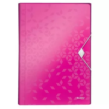   Harmonikamappa, A4, PP, 6 rekeszes, LEITZ "Wow", rózsaszín