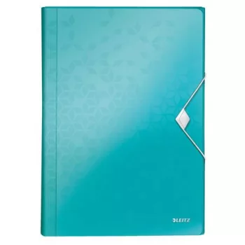   Harmonikamappa, A4, PP, 6 rekeszes, LEITZ "Wow", jégkék