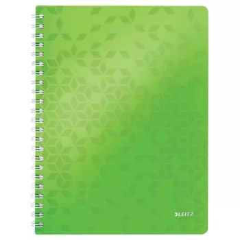   Spirálfüzet, A4, vonalas, 80 lap, LEITZ "Wow", zöld