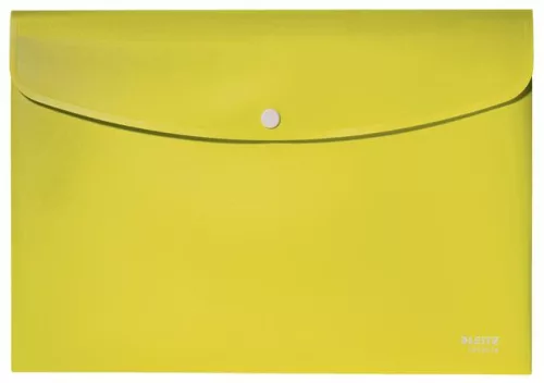 Irattartó tasak, A4, PP, patentos, LEITZ "Recycle", sárga