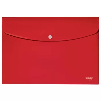   Irattartó tasak, A4, PP, patentos, LEITZ "Recycle", piros