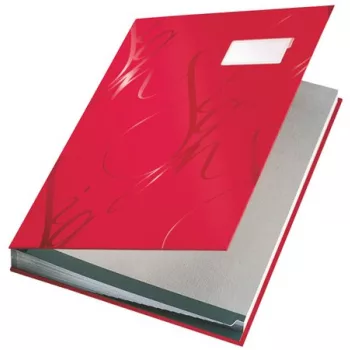  Aláírókönyv, A4, 18 részes, karton, LEITZ "Design", piros