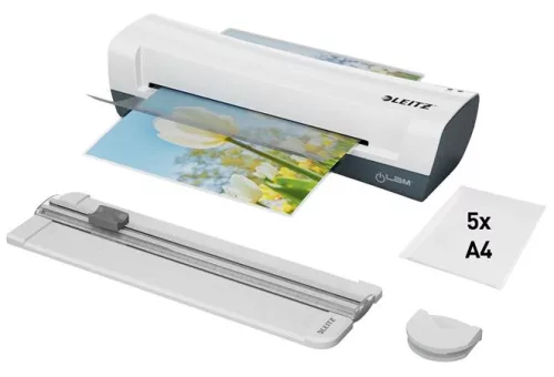 Lamináló készlet, A4, 80-125 mikron, LEITZ "iLam Home 4-in-1", fehér
