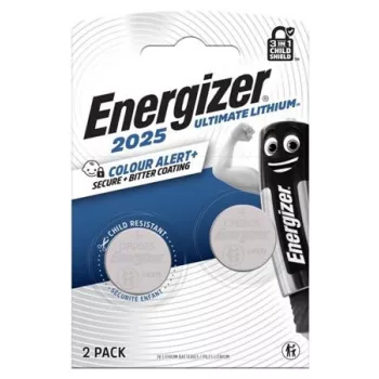   Gombelem, CR2025, 2 db, színjelző, ENERGIZER "Ultimate Lithium Performance"
