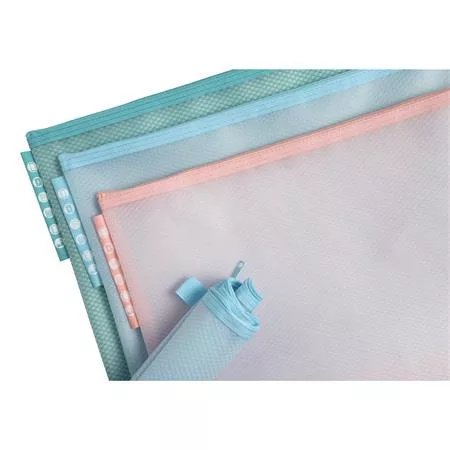 Rendszerező tasak, cipzáras, hálós, A4, EXACOMPTA "Chromaline Pastel", vegyes színek