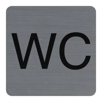  Információs tábla, öntapadó, 7,5x7,5 cm, alumíniumhatású, EXACOMPTA, "WC"