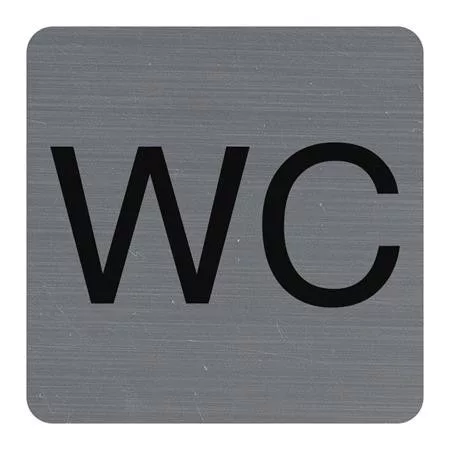 Információs tábla, öntapadó, 7,5x7,5 cm, alumíniumhatású, EXACOMPTA, "WC"