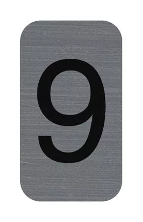 Információs tábla, öntapadó, 2,5x4,4 cm, alumíniumhatású, EXACOMPTA, 9-es