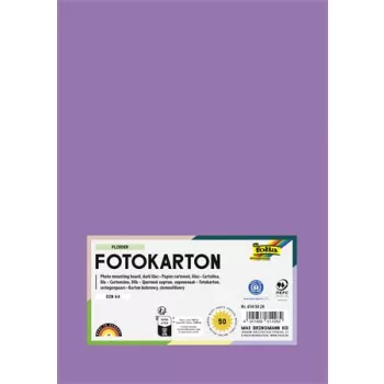   Dekorkarton, 2 oldalas, A4, 300 g, 50 lap, FOLIA, sötét orgonalila
