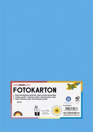 Dekorkarton, 2 oldalas, A4, 300 g, 50 lap, FOLIA, óceánkék