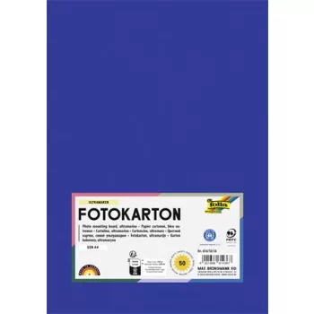 Dekorkarton, 2 oldalas, A4, 300 g, 50 lap, FOLIA, mélykék