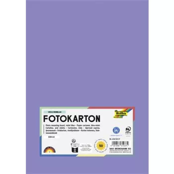 Dekorkarton, 2 oldalas, A4, 300 g, 50 lap, FOLIA, ibolyakék