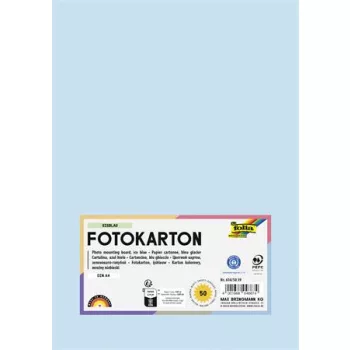 Dekorkarton, 2 oldalas, A4, 300 g, 50 lap, FOLIA, jégkék