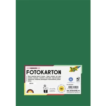   Dekorkarton, 2 oldalas, A4, 300 g, 50 lap, FOLIA, fenyőzöld