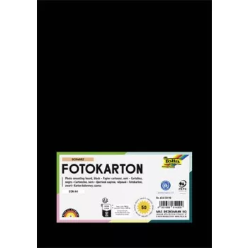 Dekorkarton, 2 oldalas, A4, 300 g, 50 lap, FOLIA, fekete