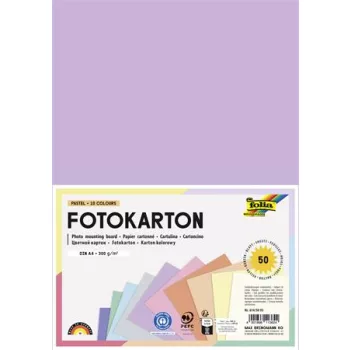   Dekorkarton, 2 oldalas, A4, 300 g, 10x5 lap, FOLIA, „Pastel”, vegyes színek