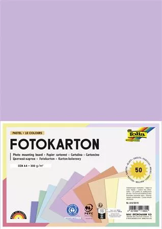 Dekorkarton, 2 oldalas, A4, 300 g, 10x5 lap, FOLIA, „Pastel”, vegyes színek