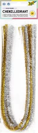 Zseníilia drót, 50 cm, FOLIA, arany-ezüst